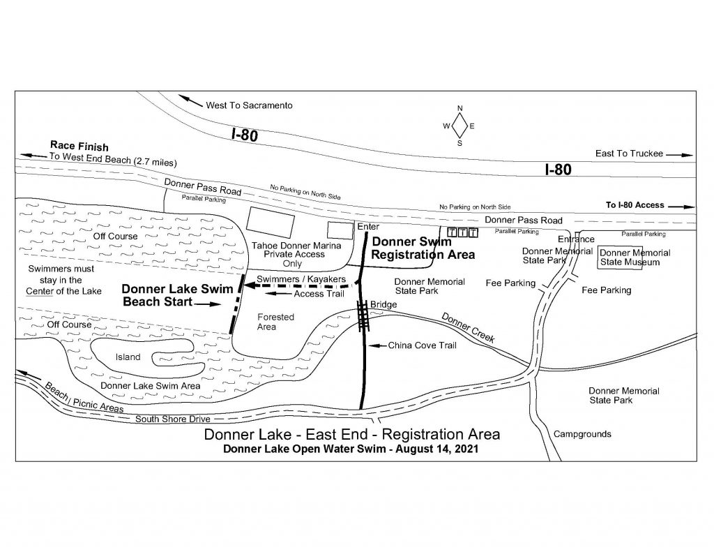Detail map of Donner Lake Swim registration and start
