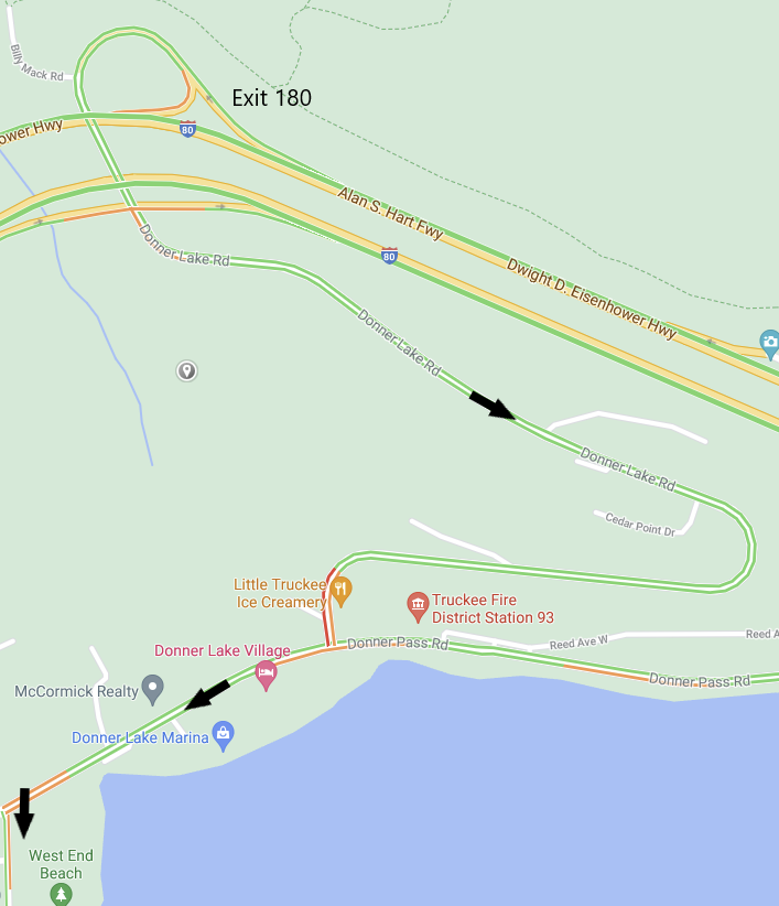 Map to Donner Lake Swim start